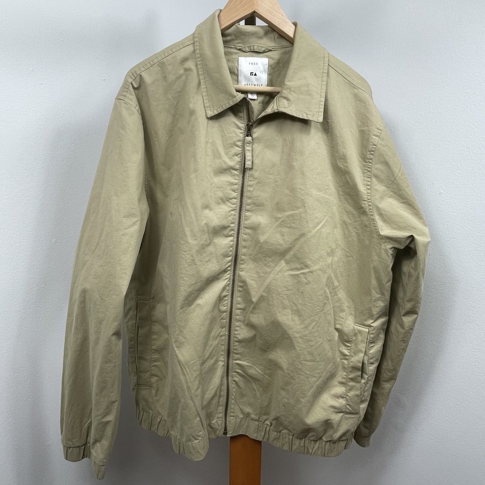 Free Assembly Sz XL Cotton Tan Zip Up  Blouson Jacket